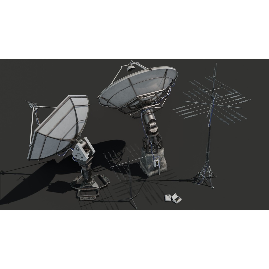Satellite Antenna 3D Model – Low Poly Game Asset, FBX, PBR Textures - View 16