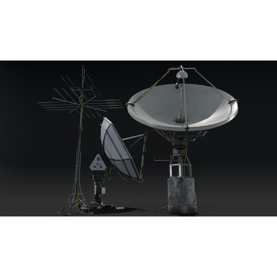 Satellite Antenna 3D Model – Low Poly Game Asset, FBX, PBR Textures - View 17