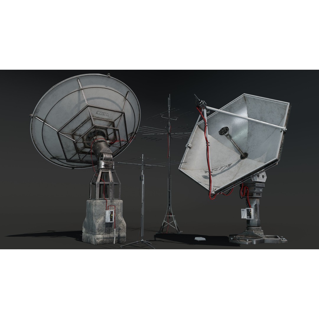 Satellite Antenna 3D Model – Low Poly Game Asset, FBX, PBR Textures - View 19