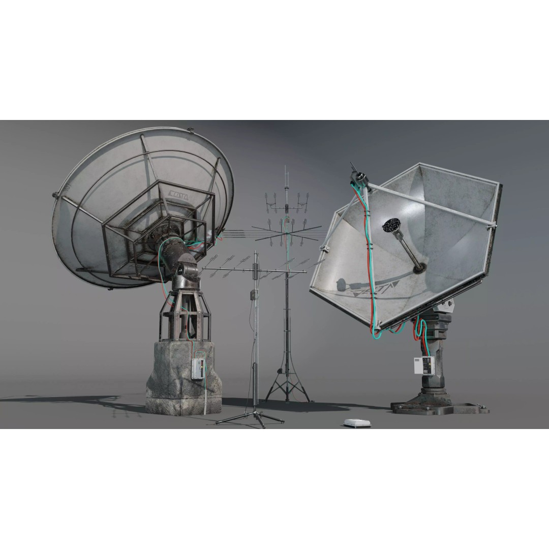 Satellite Antenna 3D Model – Low Poly Game Asset, FBX, PBR Textures - View 2