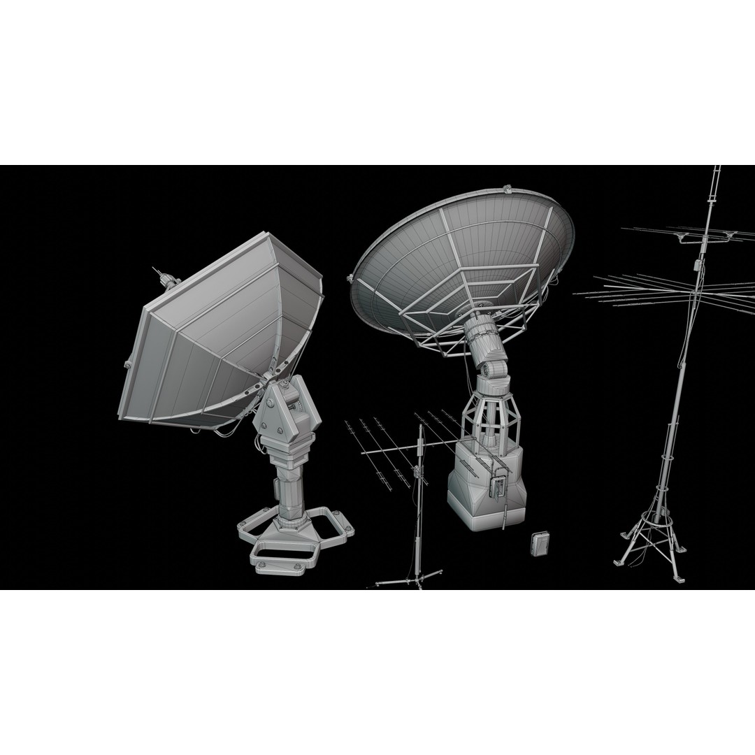 Satellite Antenna 3D Model – Low Poly Game Asset, FBX, PBR Textures - View 25