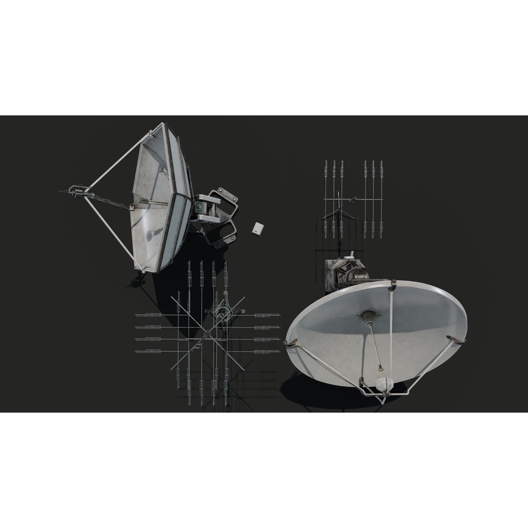 Satellite Antenna 3D Model – Low Poly Game Asset, FBX, PBR Textures - View 4