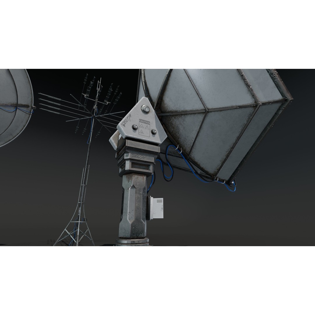 Satellite Antenna 3D Model – Low Poly Game Asset, FBX, PBR Textures - View 5