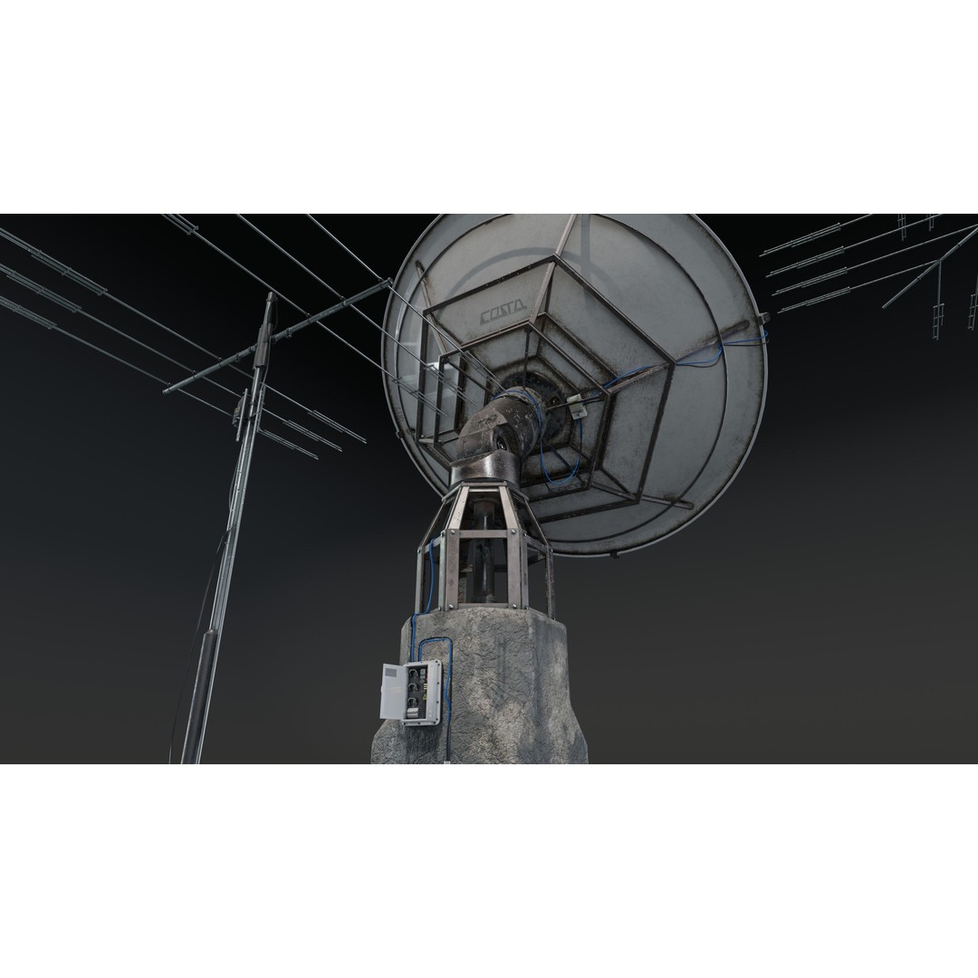 Satellite Antenna 3D Model – Low Poly Game Asset, FBX, PBR Textures - View 8