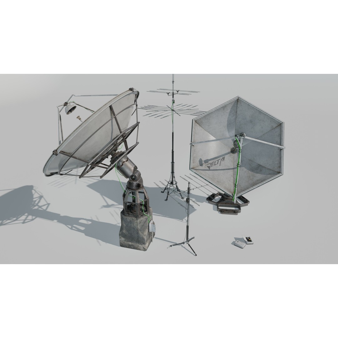 Satellite Antenna 3D Model – Low Poly Game Asset, FBX, PBR Textures - View 9
