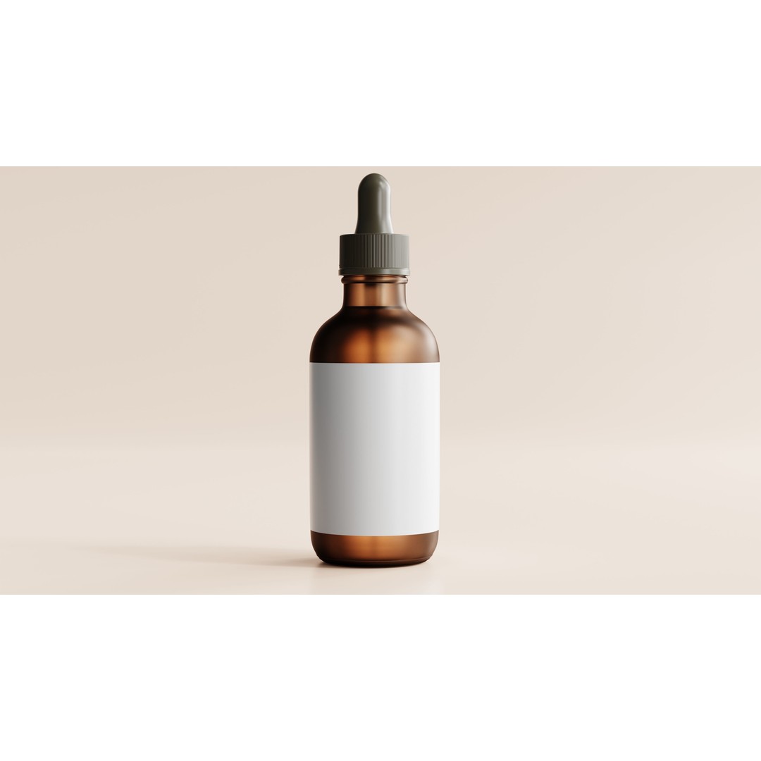 Amber Glass Dropper Bottle 3D Model – High Poly Medical Asset, FBX/OBJ - View 5