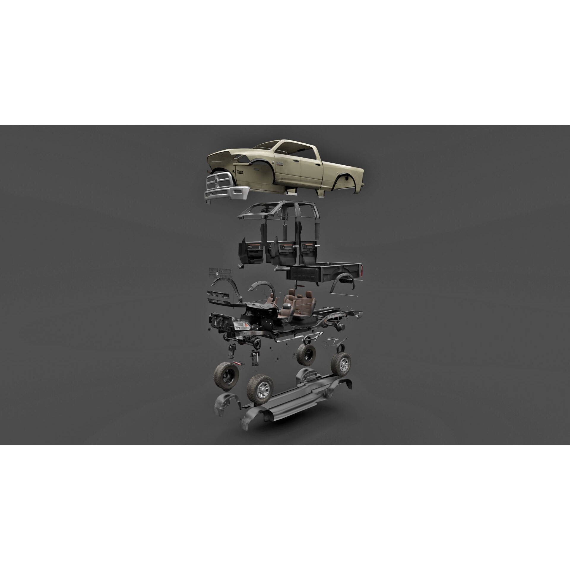 Dodge RAM 2500 Laramie - Low-Poly Game-Ready 3D Model - View 11
