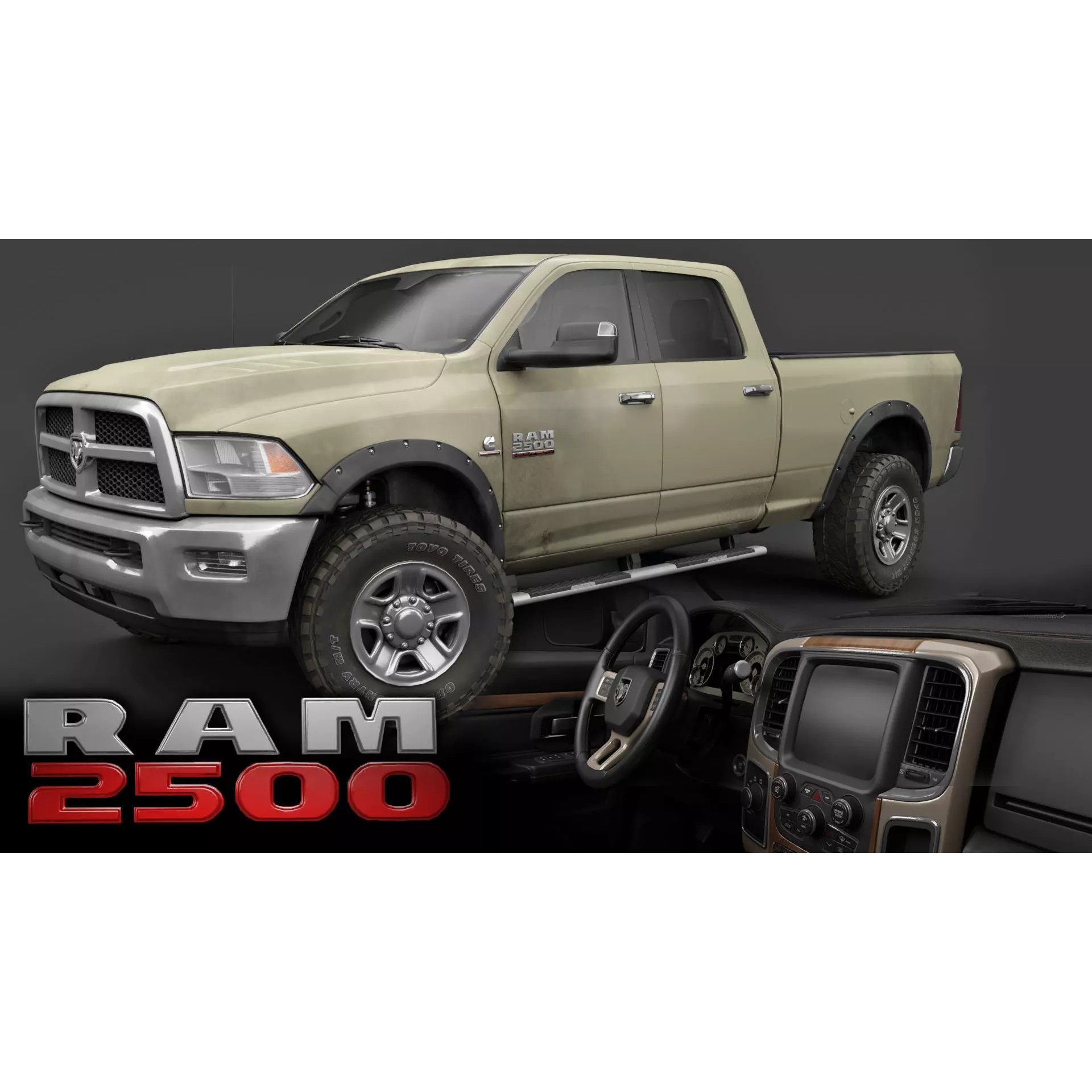 Dodge RAM 2500 Laramie - Low-Poly Game-Ready 3D Model - View 2