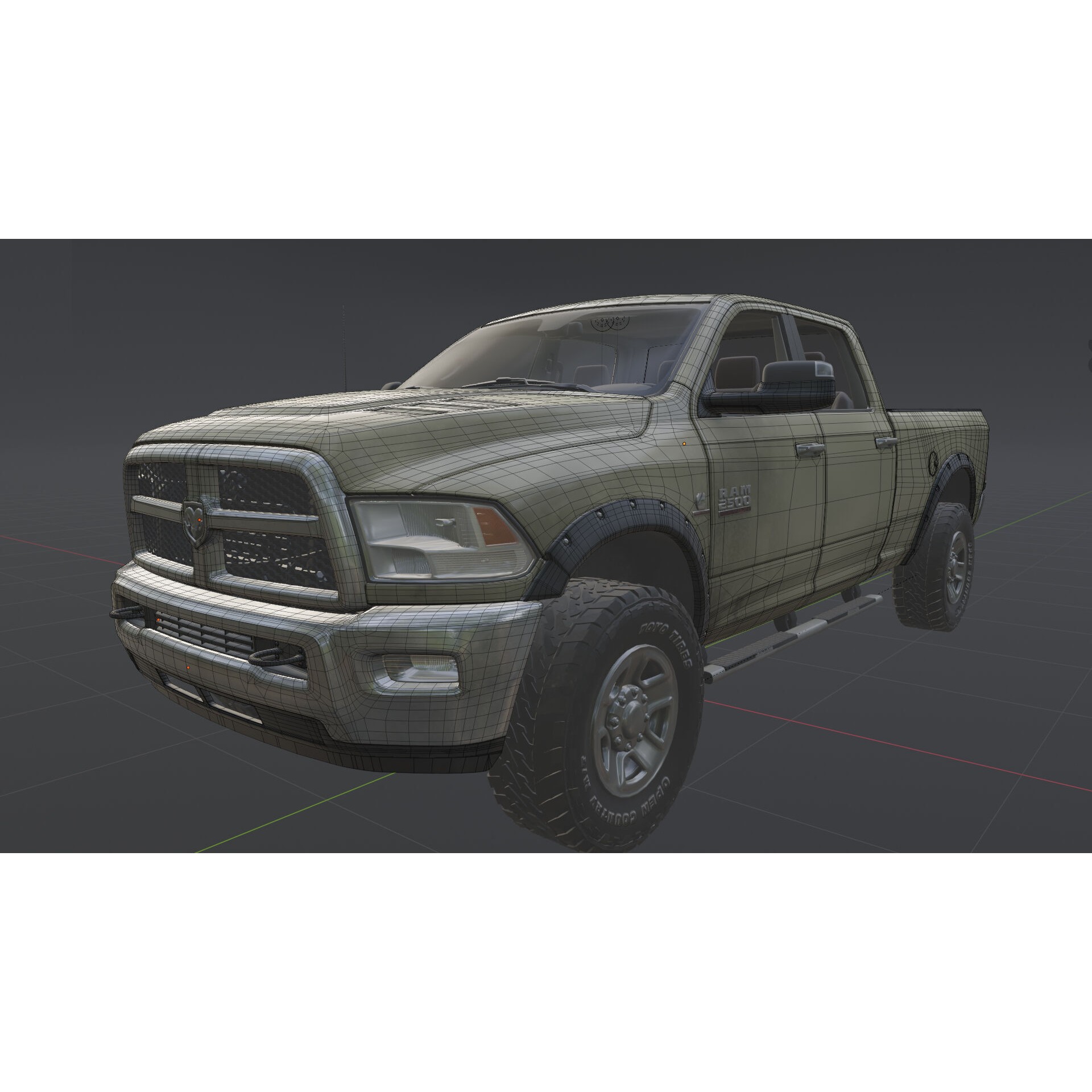 Dodge RAM 2500 Laramie - Low-Poly Game-Ready 3D Model - View 37