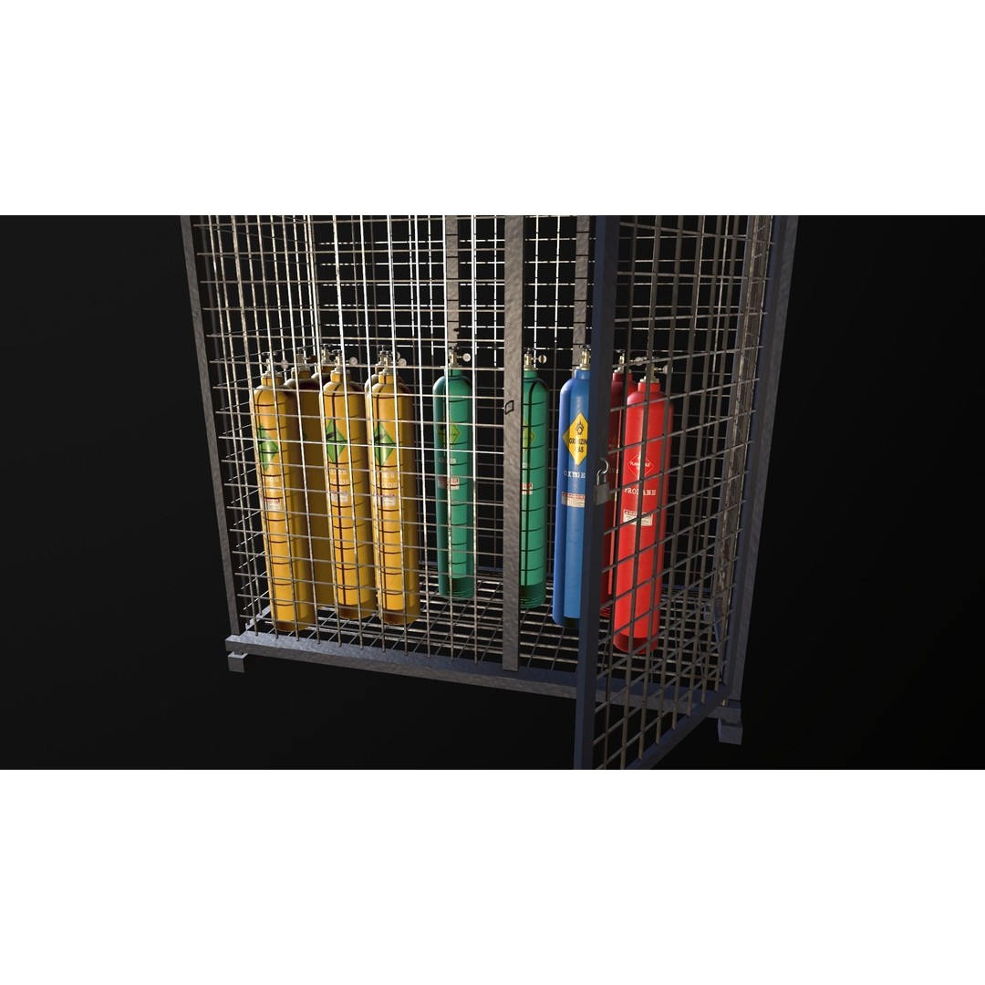 Industrial Gas Cylinders 3D Model – Low Poly PBR Asset, FBX & OBJ - View 4