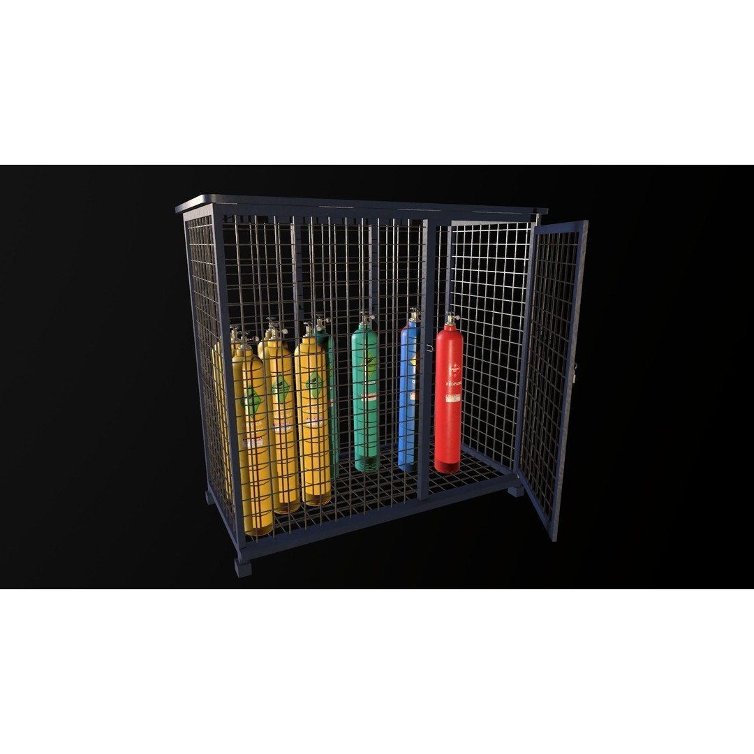 Industrial Gas Cylinders 3D Model – Low Poly PBR Asset, FBX & OBJ - View 8