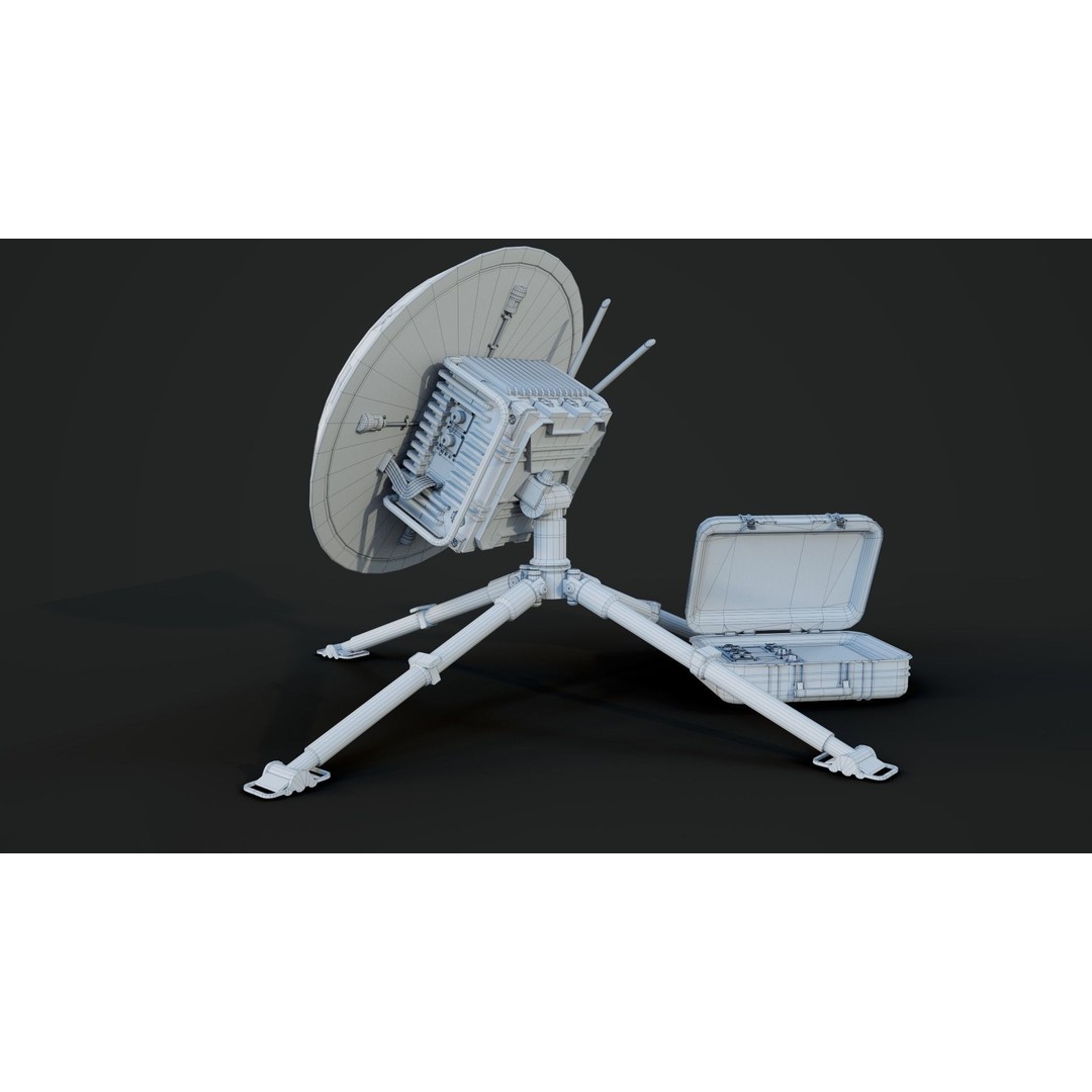 Portable Satellite Antenna 3D Model – Low Poly PBR Game Asset, FBX
