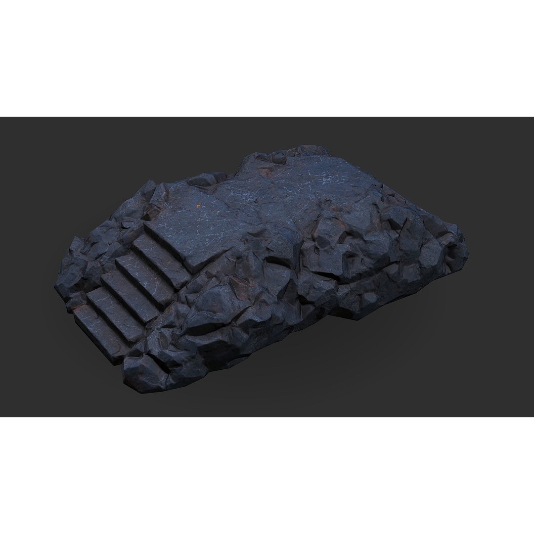 Stone Staircase 3D Model – Low Poly PBR Asset for Games, FBX - View 11