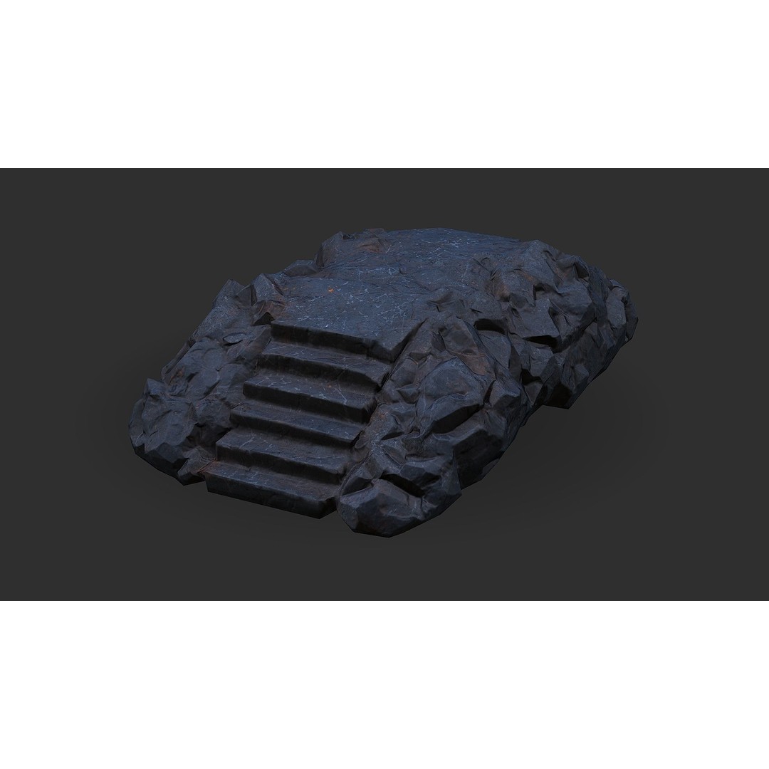 Stone Staircase 3D Model – Low Poly PBR Asset for Games, FBX - View 12