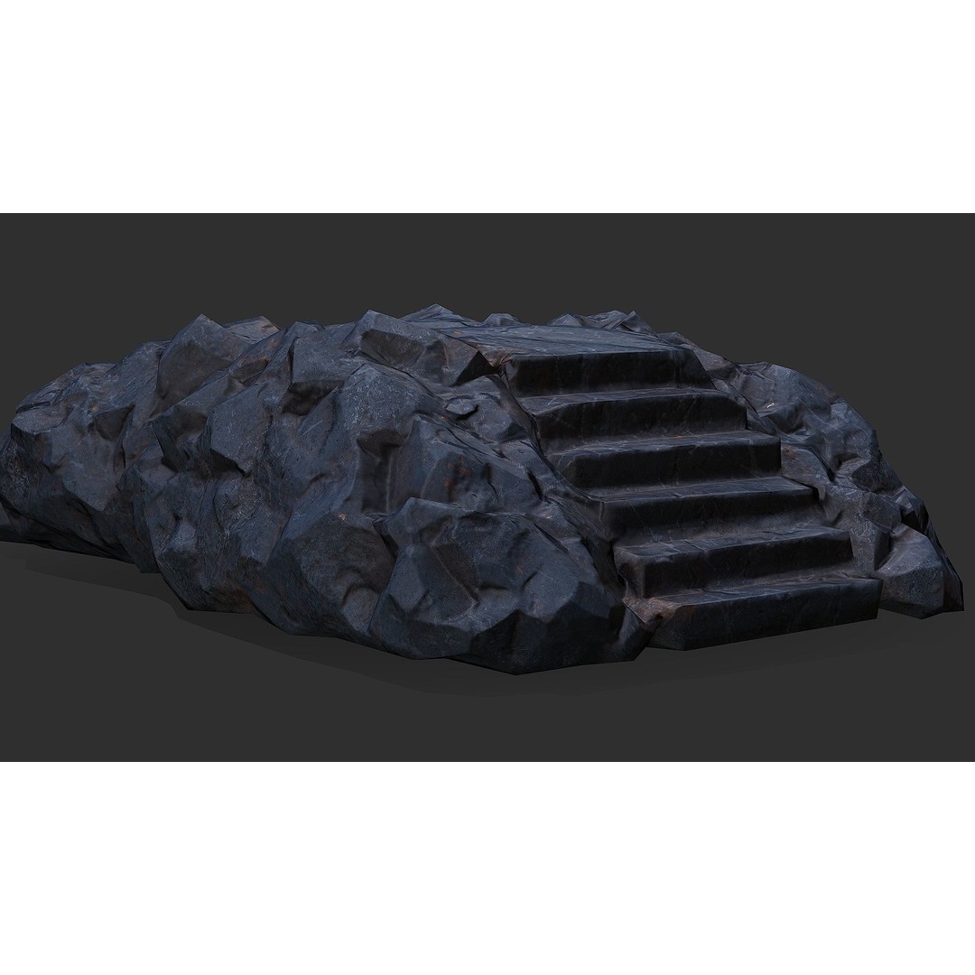 Stone Staircase 3D Model – Low Poly PBR Asset for Games, FBX - View 14