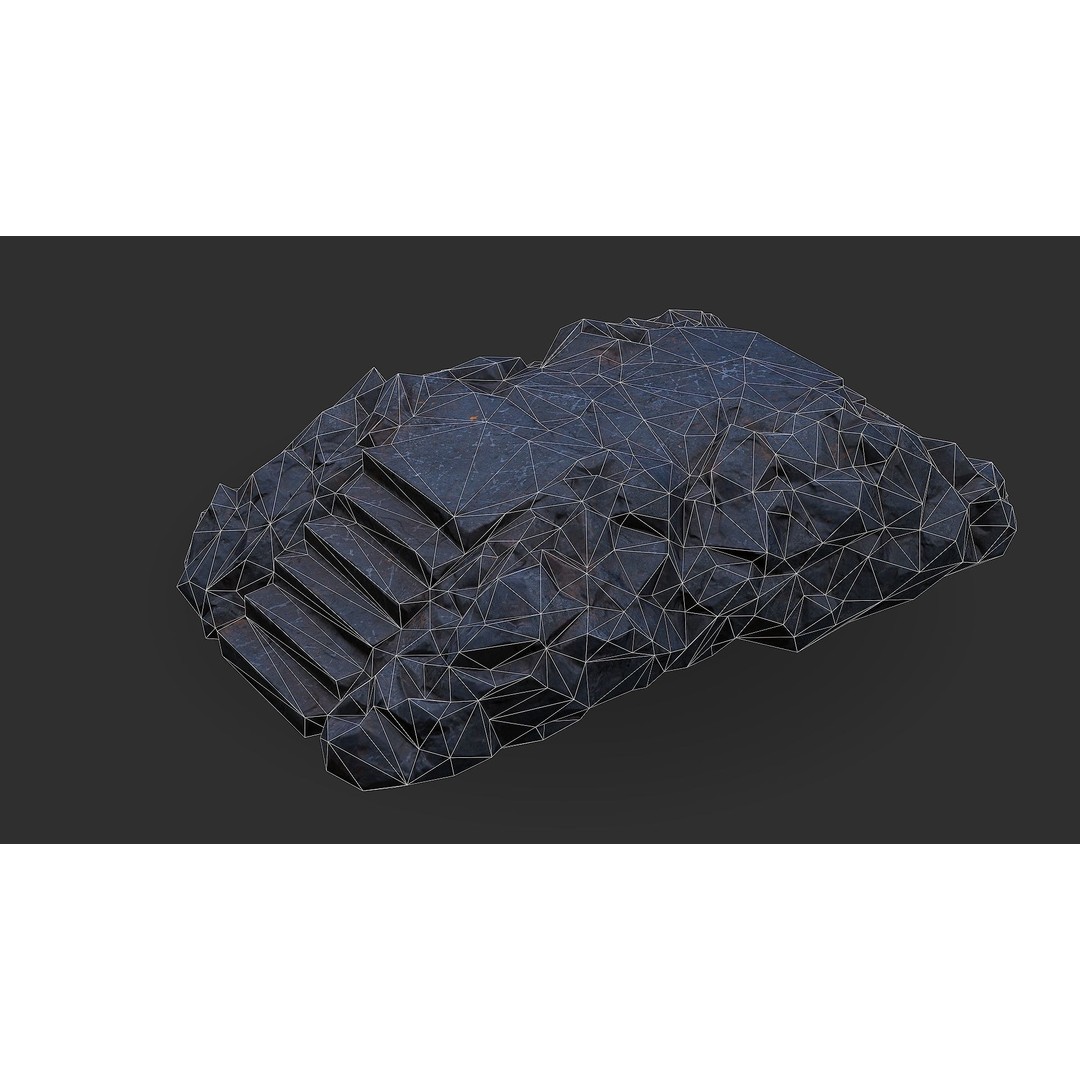 Stone Staircase 3D Model – Low Poly PBR Asset for Games, FBX - View 15