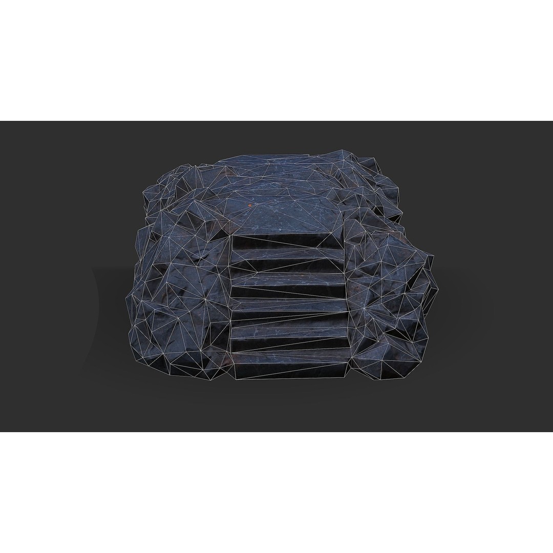 Stone Staircase 3D Model – Low Poly PBR Asset for Games, FBX - View 16