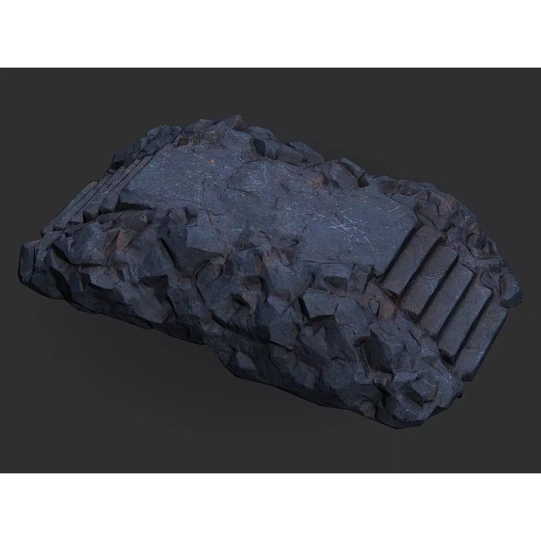 Stone Staircase 3D Model – Low Poly PBR Asset for Games, FBX - View 2