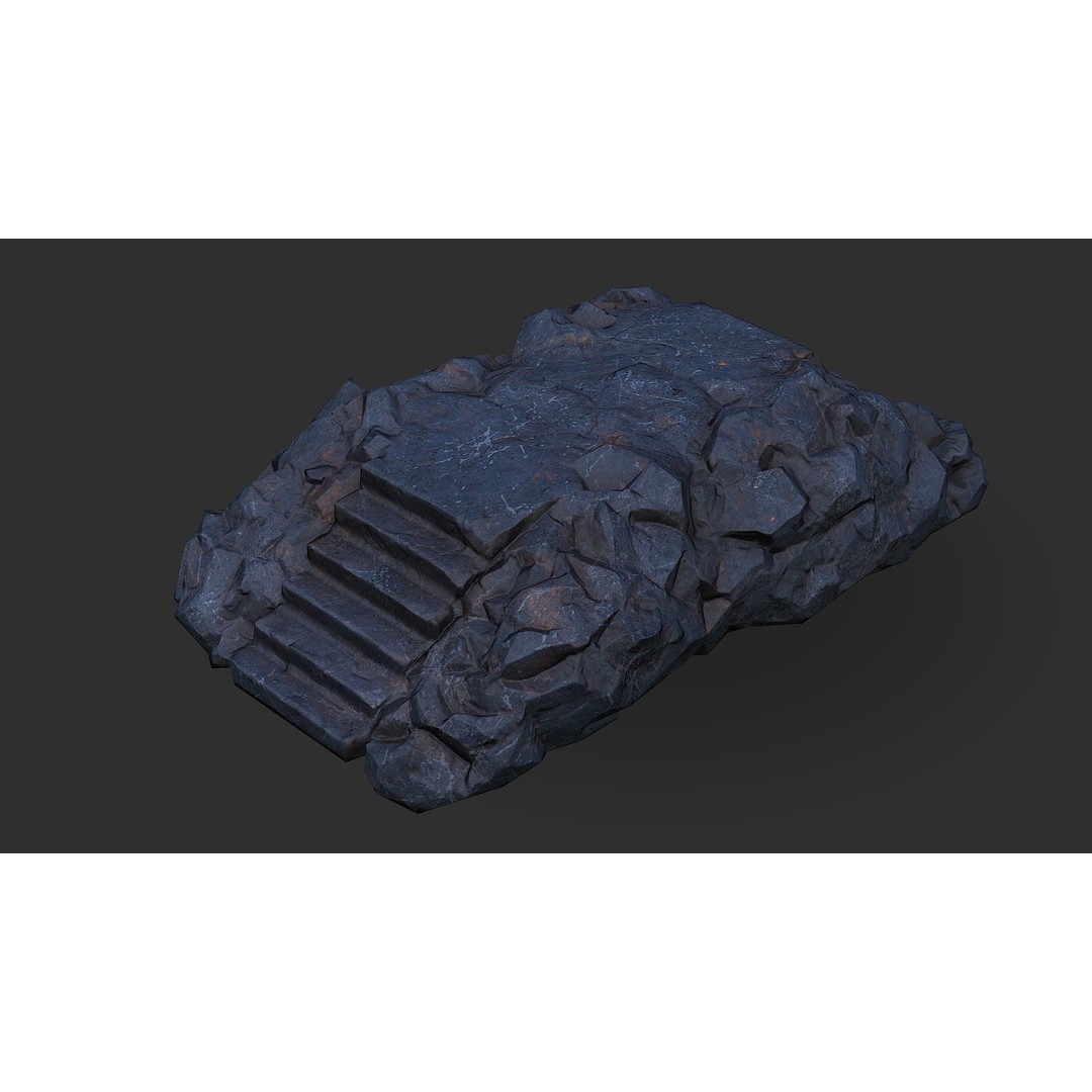 Stone Staircase 3D Model – Low Poly PBR Asset for Games, FBX - View 4