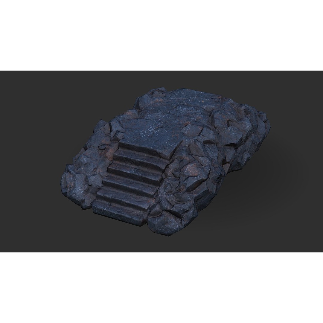 Stone Staircase 3D Model – Low Poly PBR Asset for Games, FBX - View 5