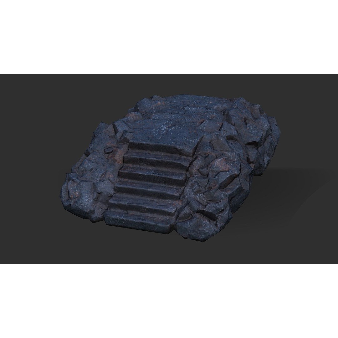 Stone Staircase 3D Model – Low Poly PBR Asset for Games, FBX - View 6