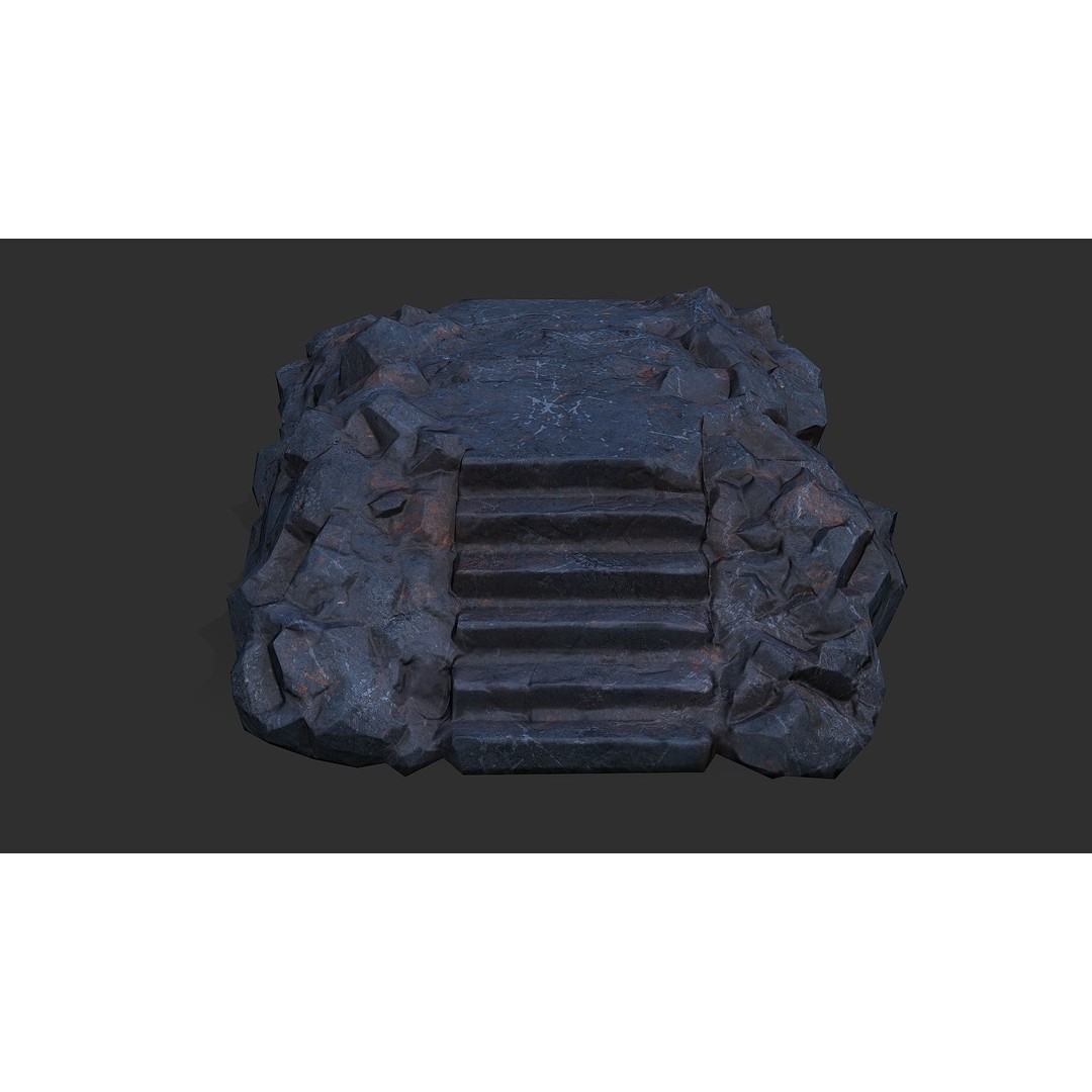 Stone Staircase 3D Model – Low Poly PBR Asset for Games, FBX - View 7
