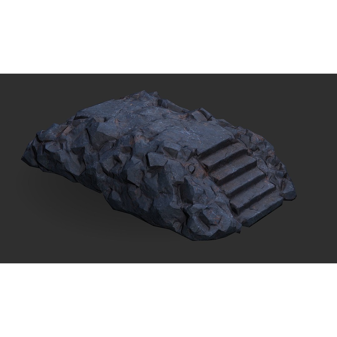 Stone Staircase 3D Model – Low Poly PBR Asset for Games, FBX - View 8