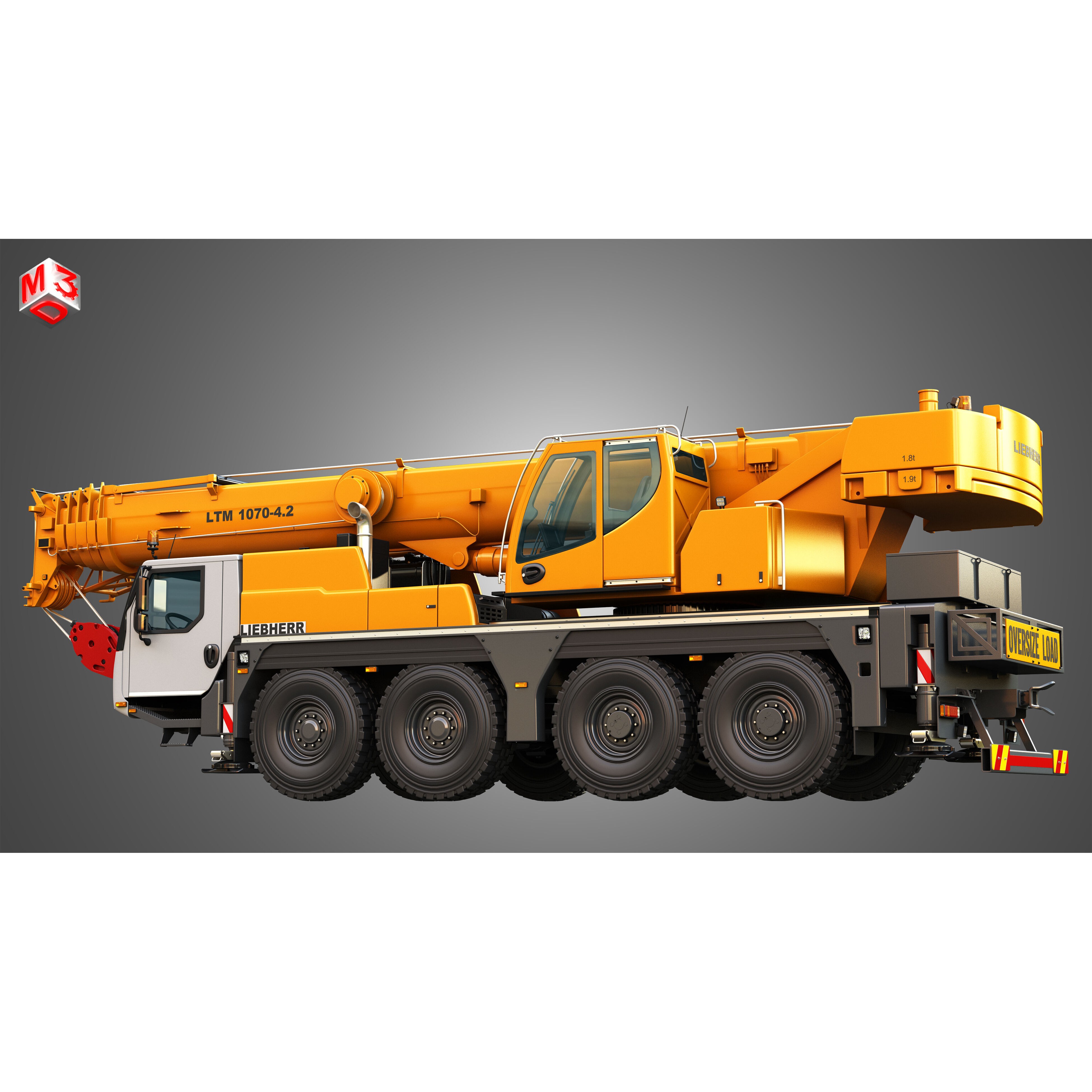 Liebherr LTM 1070-4.2 Mobile Crane - Game-Ready 3D Model - View 11