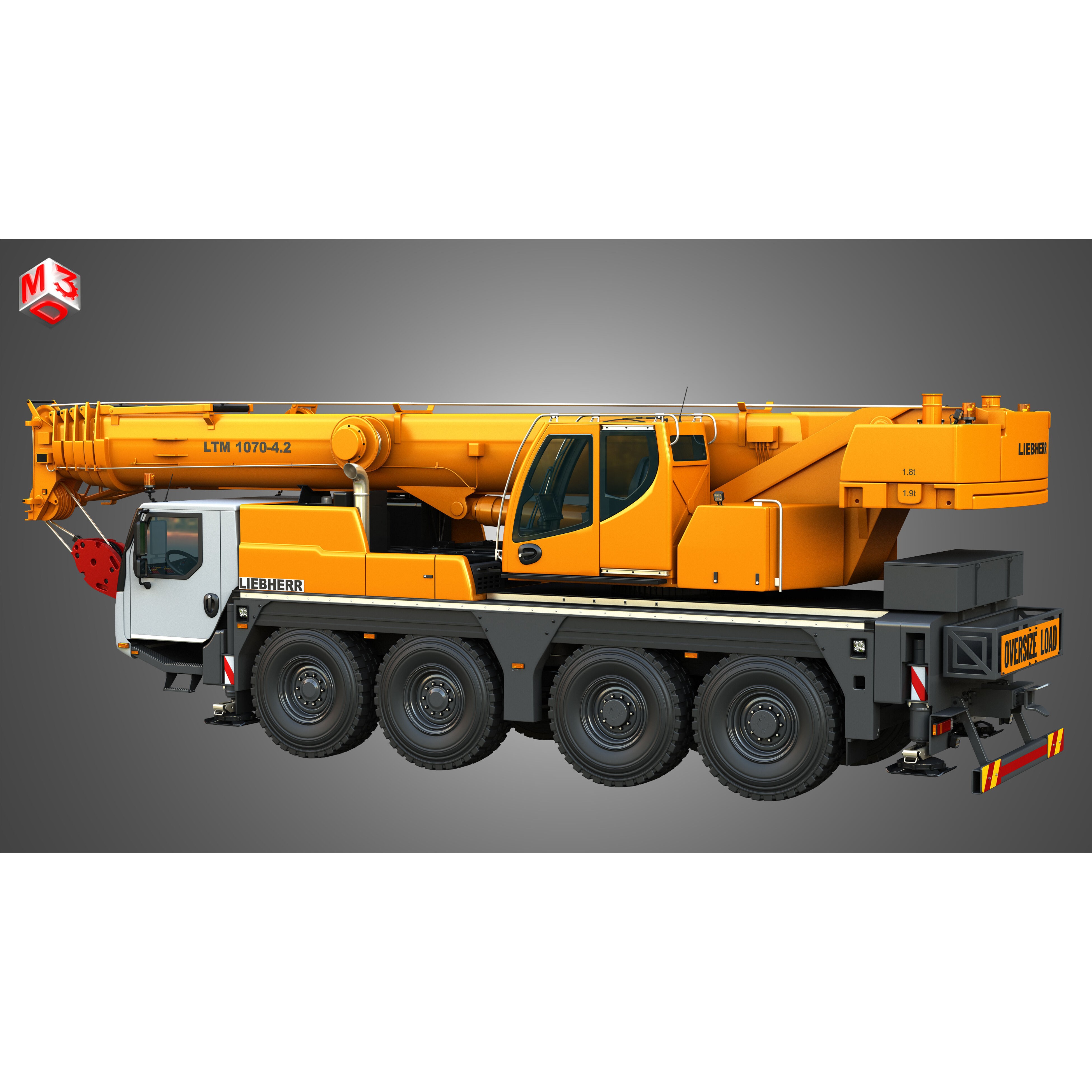 Liebherr LTM 1070-4.2 Mobile Crane - Game-Ready 3D Model - View 19