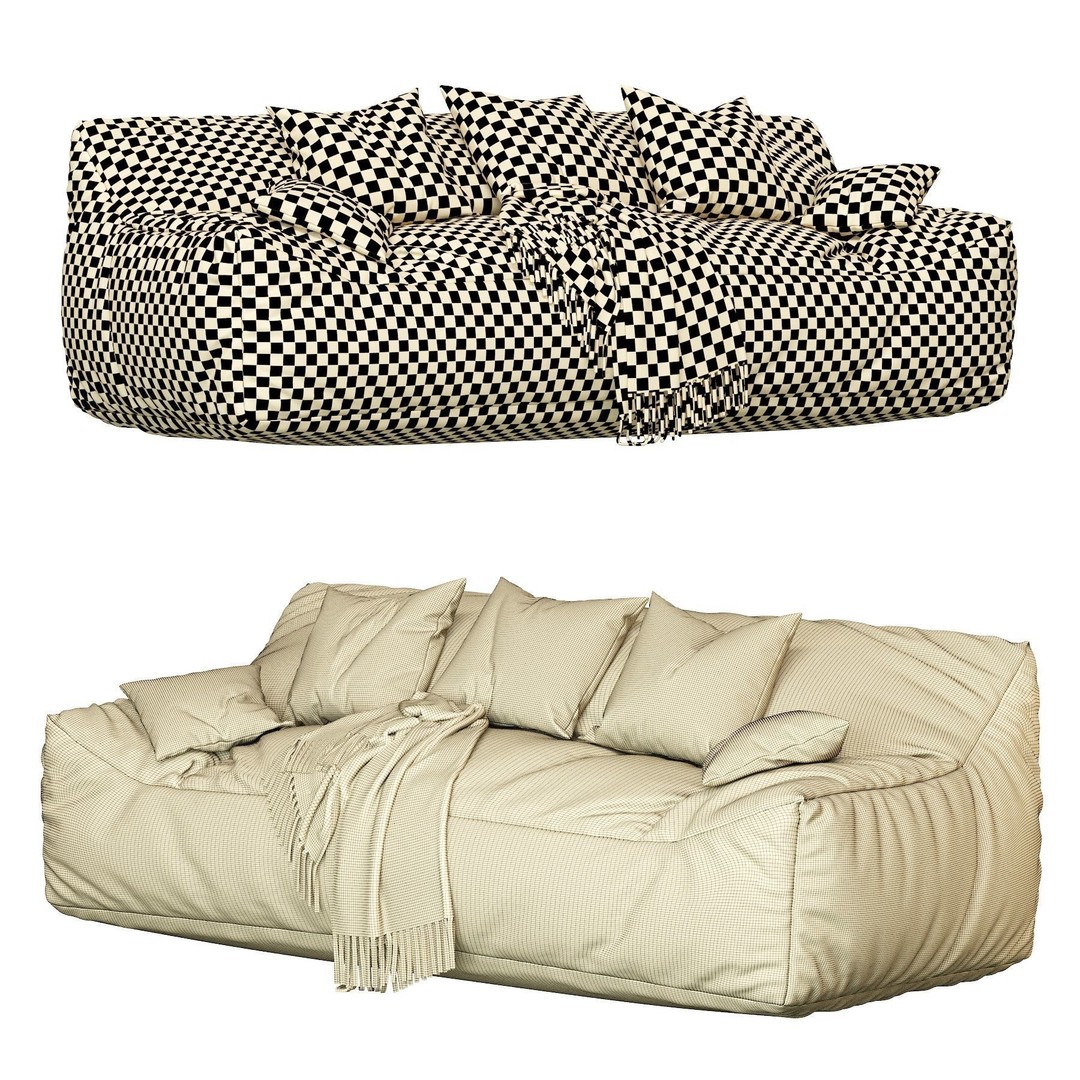 Big Joe Lux Large Bean Sofa 3D Model – Stain Resistant Furniture, FBX