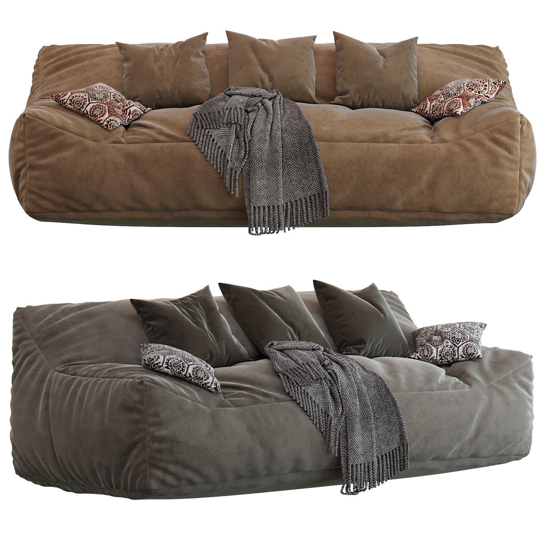 Big Joe Lux Large Bean Sofa 3D Model – Stain Resistant Furniture, FBX - View 3