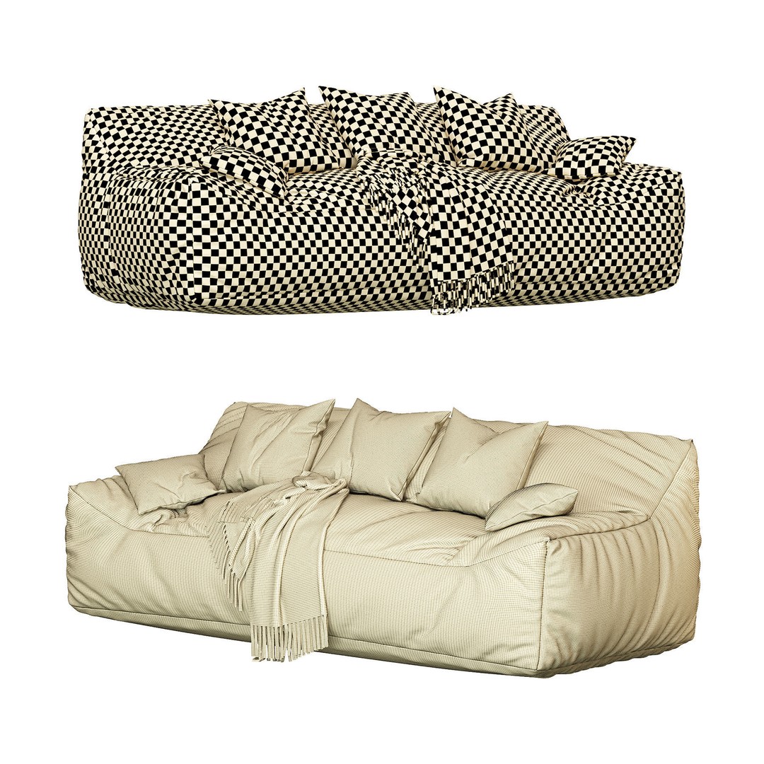 Big Joe Lux Large Bean Sofa 3D Model – Stain Resistant Furniture, FBX - View 6