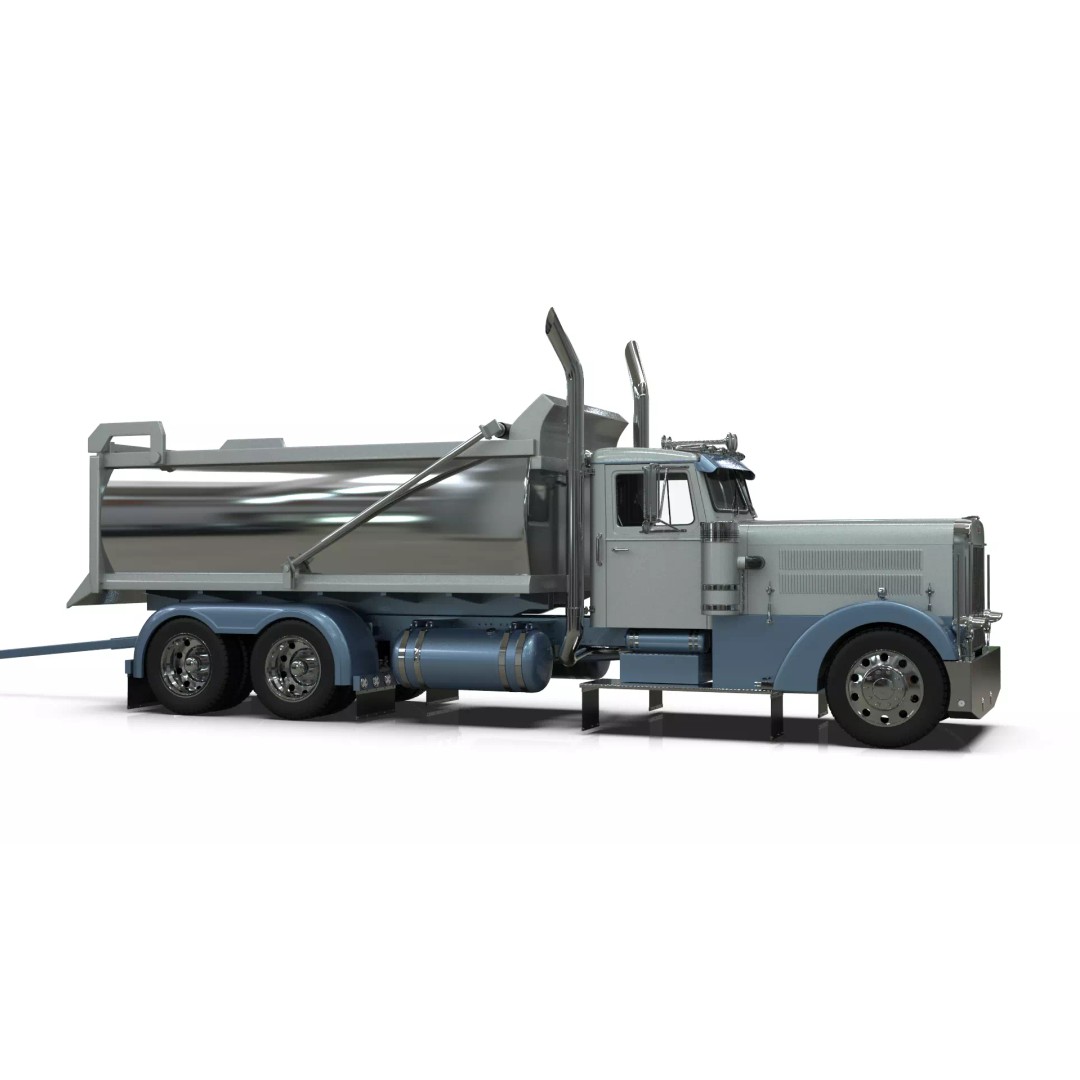 1967 Peterbilt 351 LW Dump Truck 3D Model – Classic Vehicle Asset, Blender - View 15