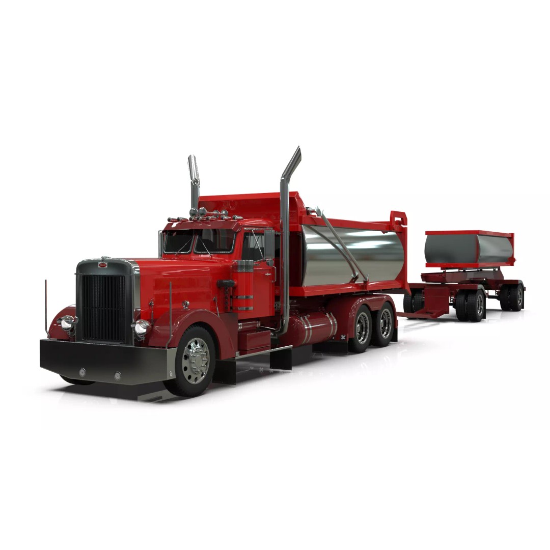 1967 Peterbilt 351 LW Dump Truck 3D Model – Classic Vehicle Asset, Blender - View 2