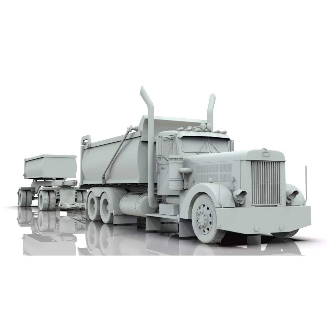 1967 Peterbilt 351 LW Dump Truck 3D Model – Classic Vehicle Asset, Blender - View 24