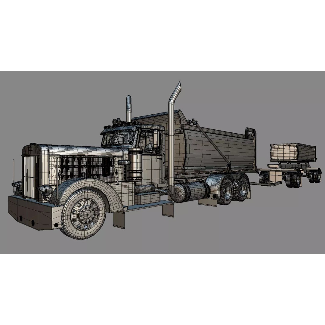 1967 Peterbilt 351 LW Dump Truck 3D Model – Classic Vehicle Asset, Blender - View 29