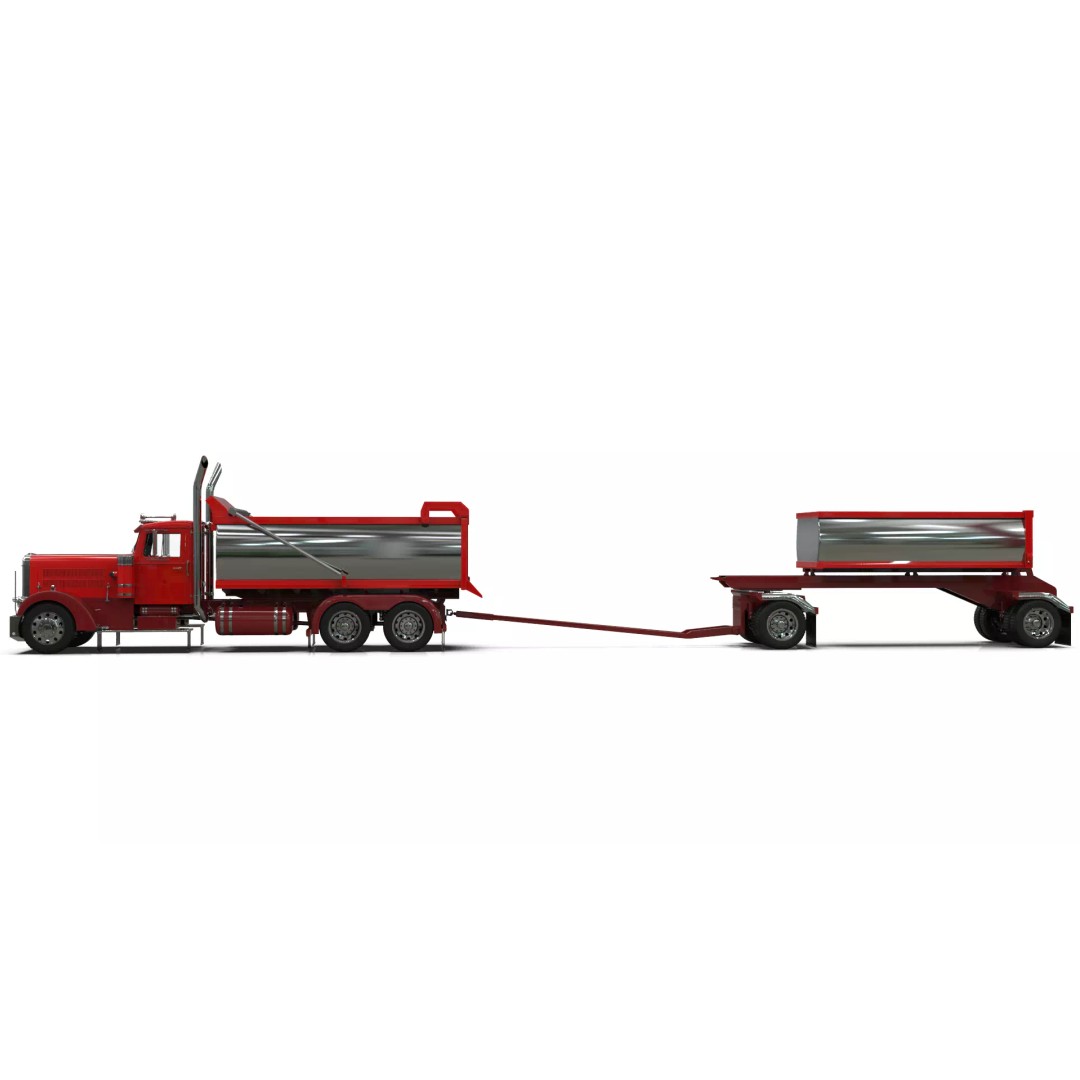 1967 Peterbilt 351 LW Dump Truck 3D Model – Classic Vehicle Asset, Blender - View 3