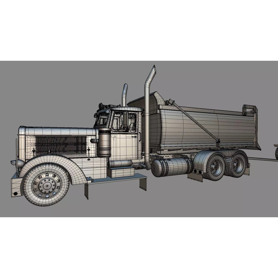 1967 Peterbilt 351 LW Dump Truck 3D Model – Classic Vehicle Asset, Blender - View 30