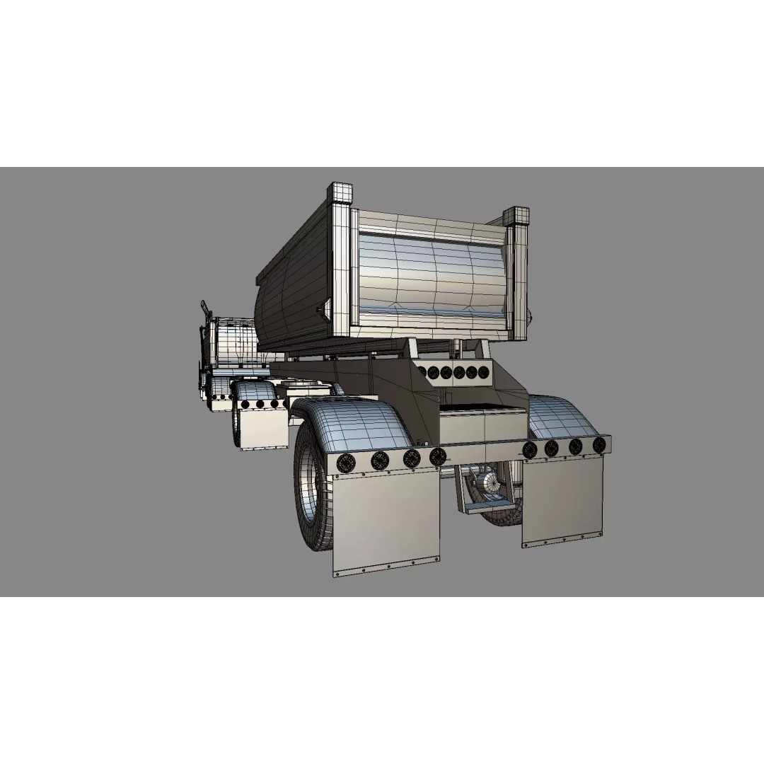 1967 Peterbilt 351 LW Dump Truck 3D Model – Classic Vehicle Asset, Blender - View 36