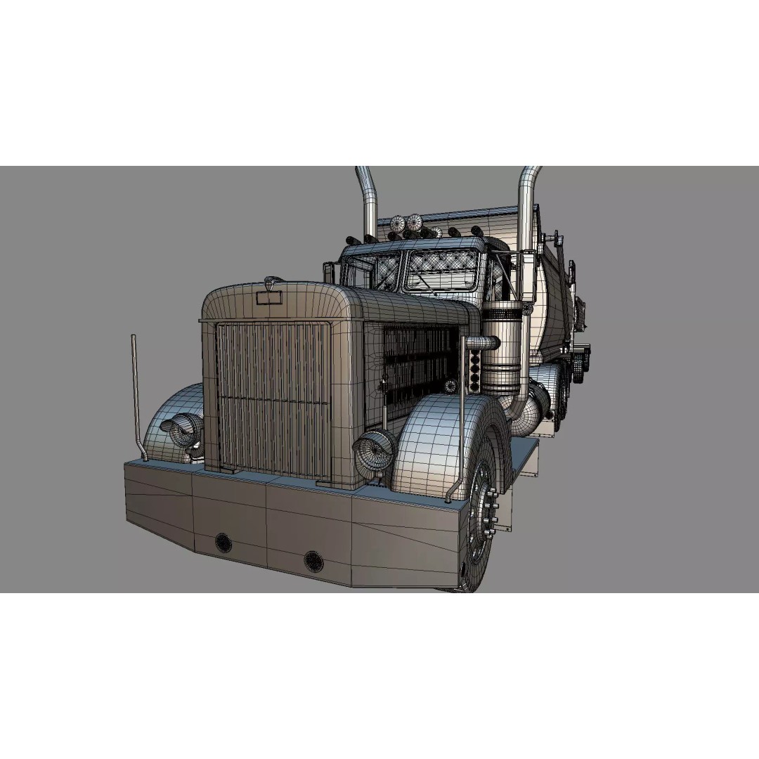 1967 Peterbilt 351 LW Dump Truck 3D Model – Classic Vehicle Asset, Blender - View 44