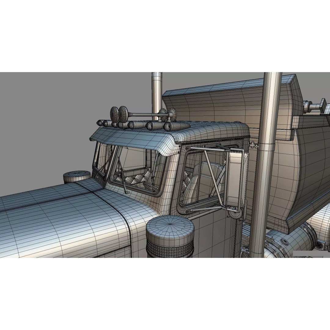 1967 Peterbilt 351 LW Dump Truck 3D Model – Classic Vehicle Asset, Blender - View 45