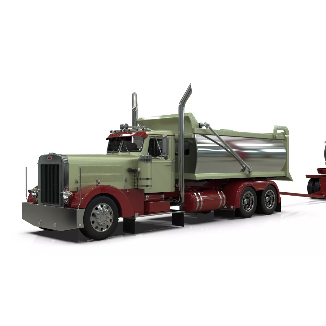 1967 Peterbilt 351 LW Dump Truck 3D Model – Classic Vehicle Asset, Blender - View 9