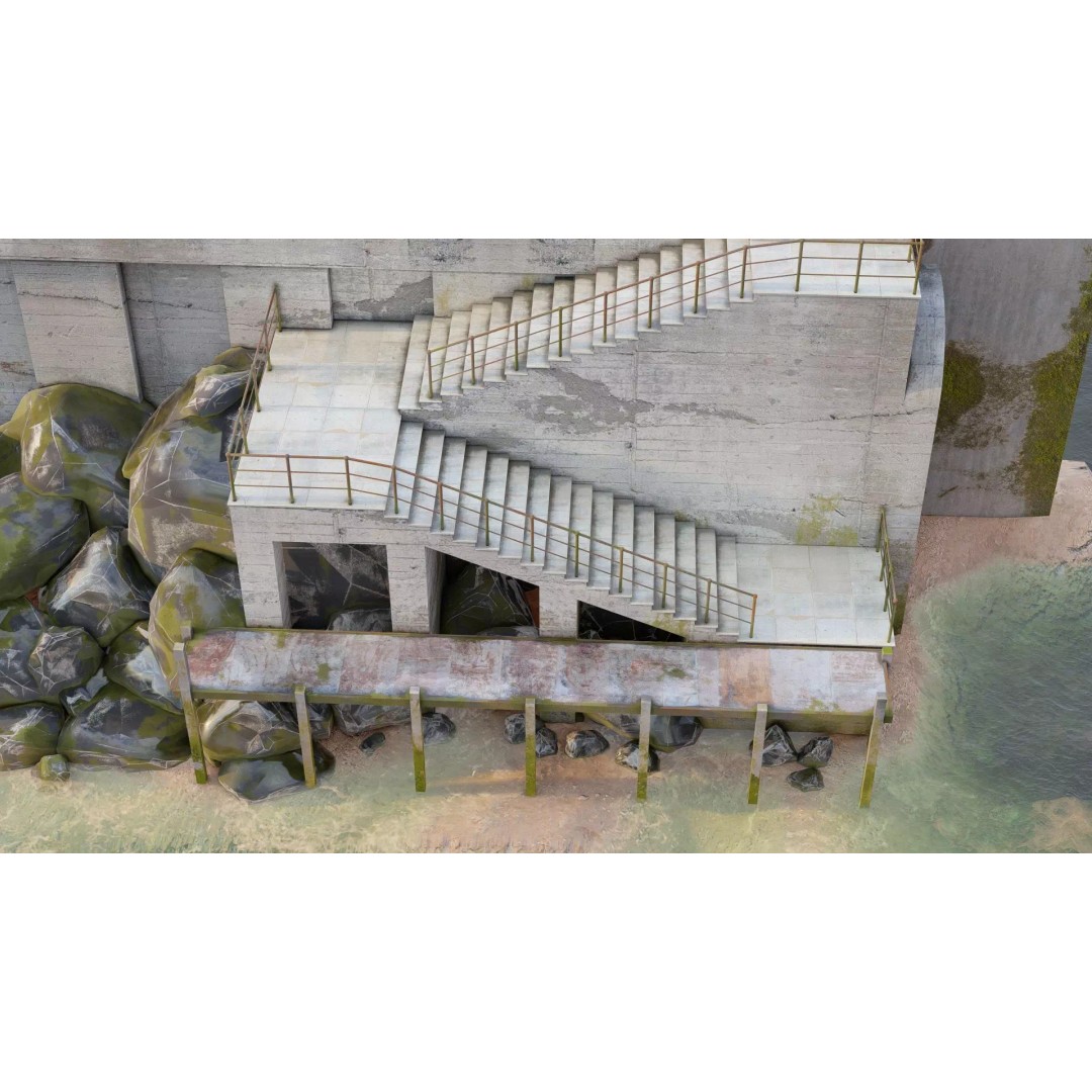 Abandoned Concrete Ship Hangar 3D Model – Low Poly PBR Asset for Games - View 13