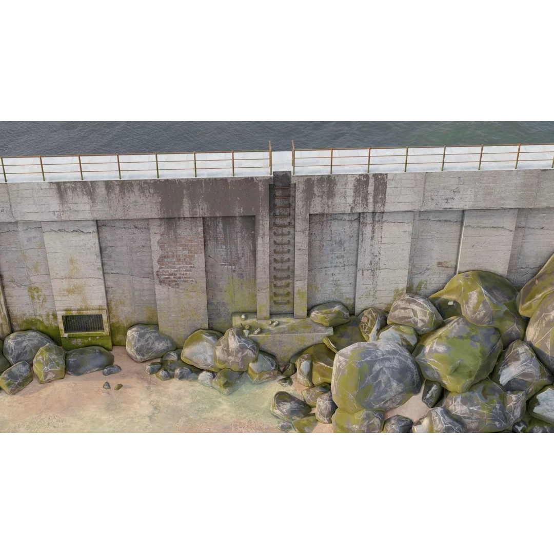 Abandoned Concrete Ship Hangar 3D Model – Low Poly PBR Asset for Games - View 14