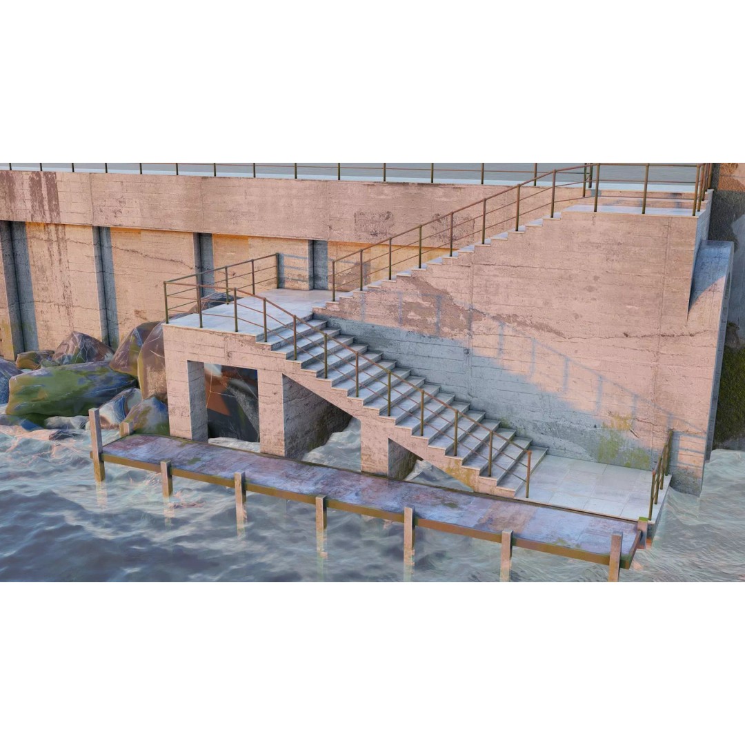 Abandoned Concrete Ship Hangar 3D Model – Low Poly PBR Asset for Games - View 15