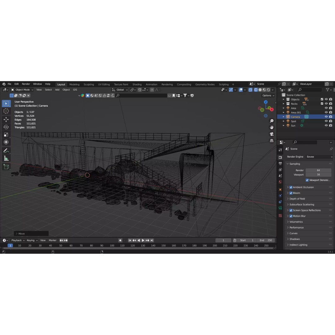 Abandoned Concrete Ship Hangar 3D Model – Low Poly PBR Asset for Games - View 3