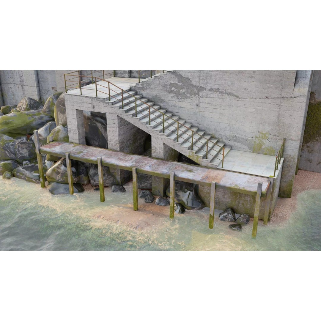 Abandoned Concrete Ship Hangar 3D Model – Low Poly PBR Asset for Games - View 5