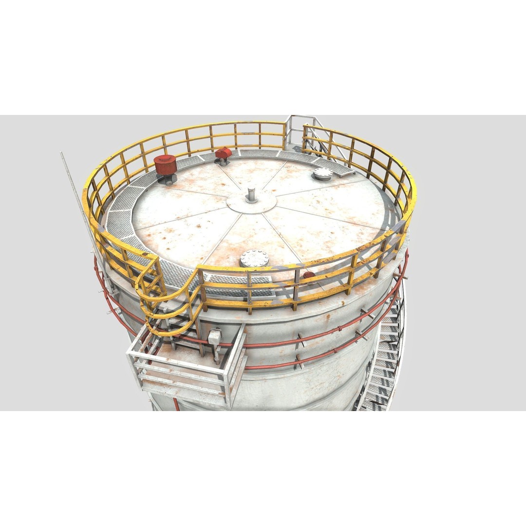 Storage Tank 3D Model – Low Poly PBR Industrial Asset, FBX - View 3