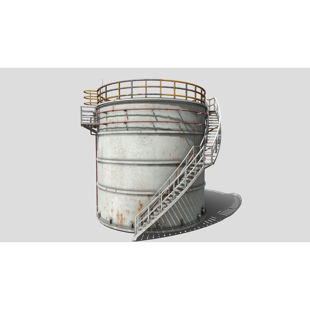 Storage Tank 3D Model – Low Poly PBR Industrial Asset, FBX - View 6