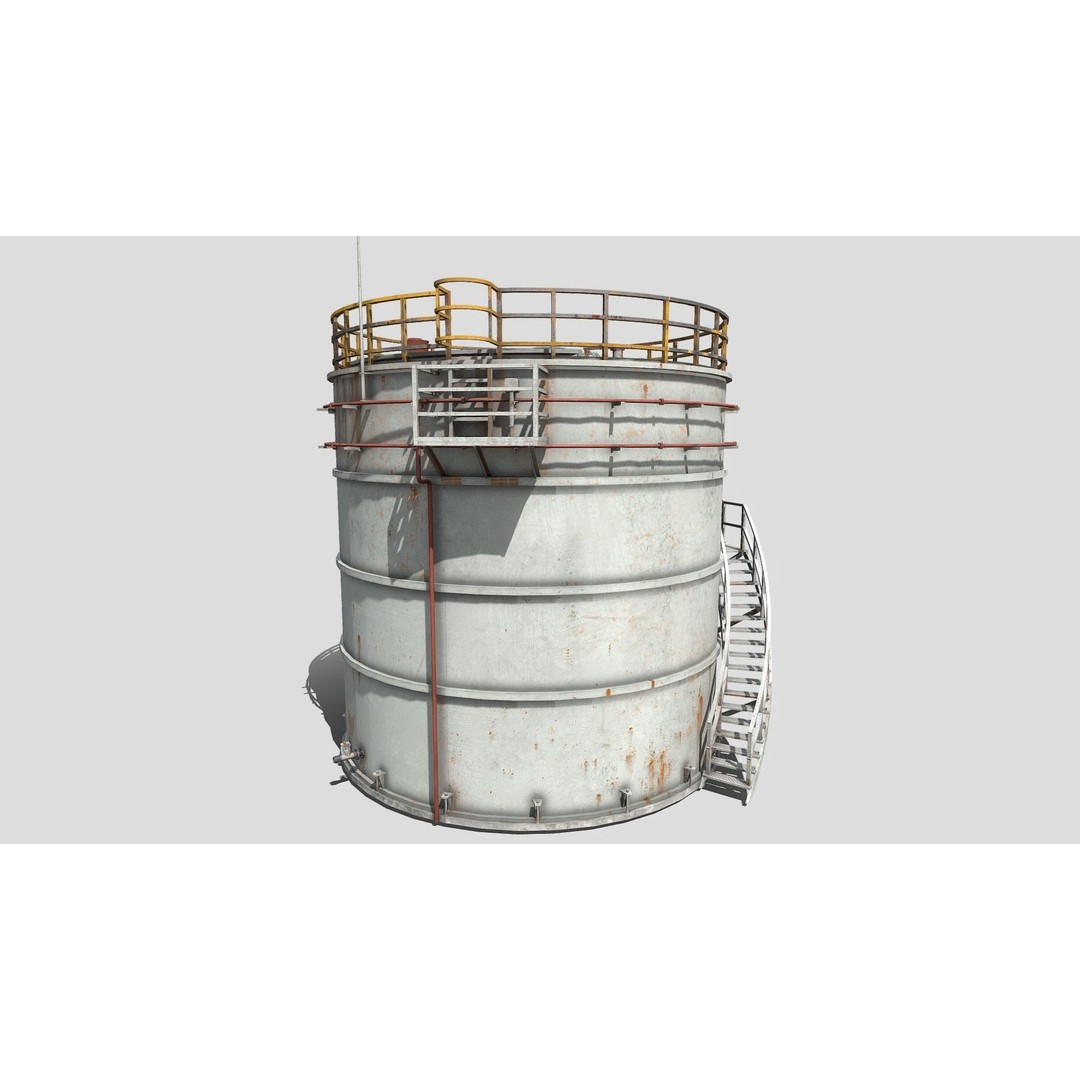 Storage Tank 3D Model – Low Poly PBR Industrial Asset, FBX - View 8